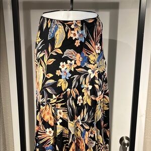 Tiered Black and Orange A-Line Maxi Skirt for Casual Wear
